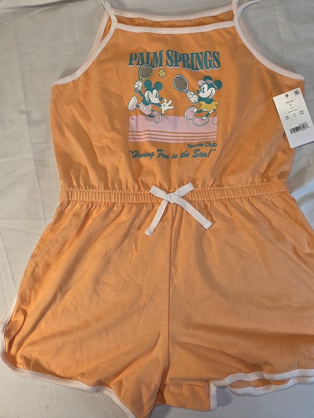 Disney Girls Lg 11/12 Mickey Minnie Mouse Palm Springs Tennis Club Romper Short